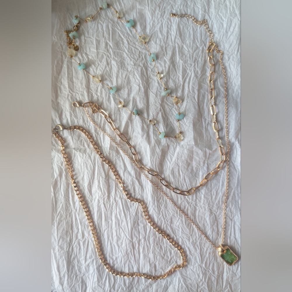 Elegant Gold and Green Necklace Set